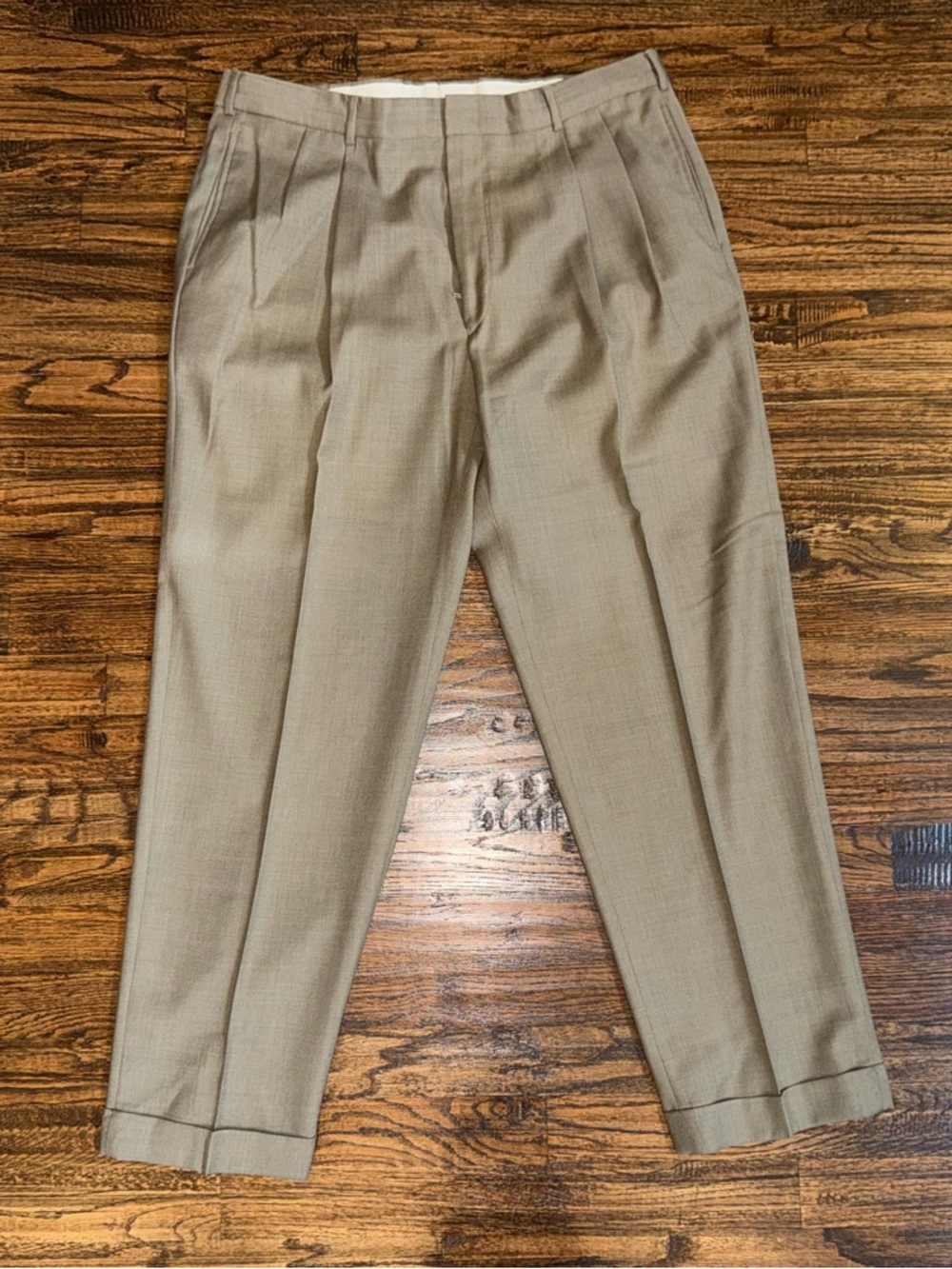 Tommy Hilfiger Tan Khaki Pleated Dress Pants Size 36x29